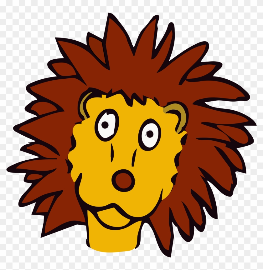 Free Lion Line Art Free Drawn Lion - Lion Cartoon Face Png #16055