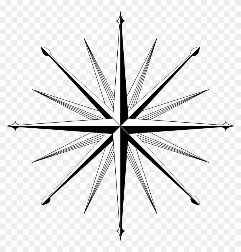 Compass Outline Wind Rose Compass Rose Clip Art Compass - Blank 16 Point Compass Rose #16128