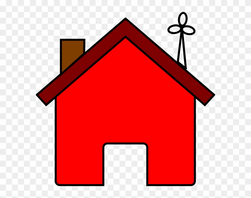 Red House And Wind Turbine Clip Art At Clker - Red House Clipart #16199