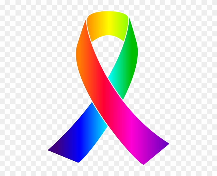 Awareness Ribbons Clip Art - Breast Cancer Ribbon Rainbow #16212