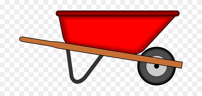 Wheelbarrow Tools Gardening Red Work Wheel - Wheelbarrow Clipart #16528