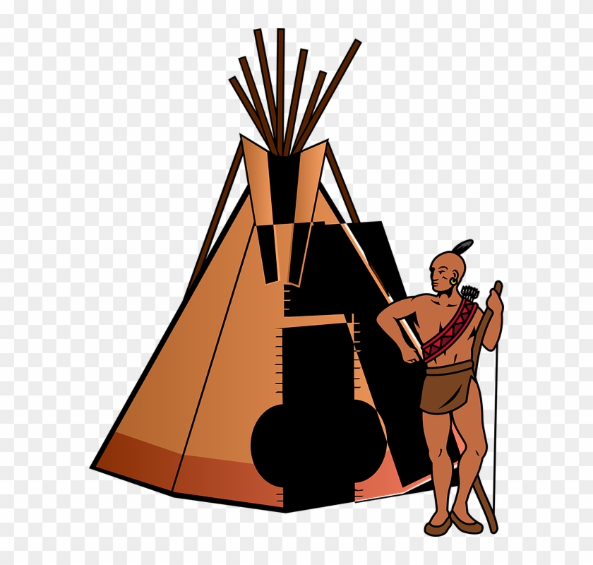 Tent Teepee Home Thanksgiving People Indian Tribe - Native American Teepee Clipart #16705