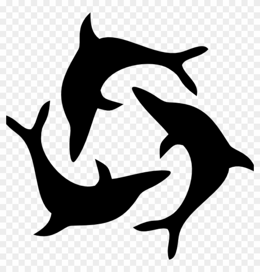 Dolphin Clipart Black And White Black Dolphin Triad - Dolphins Black And White #17198