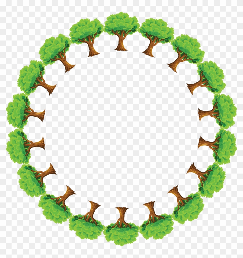 Free Clipart Of A Round Frame Of Trees - Save Environment In Hindi #17736