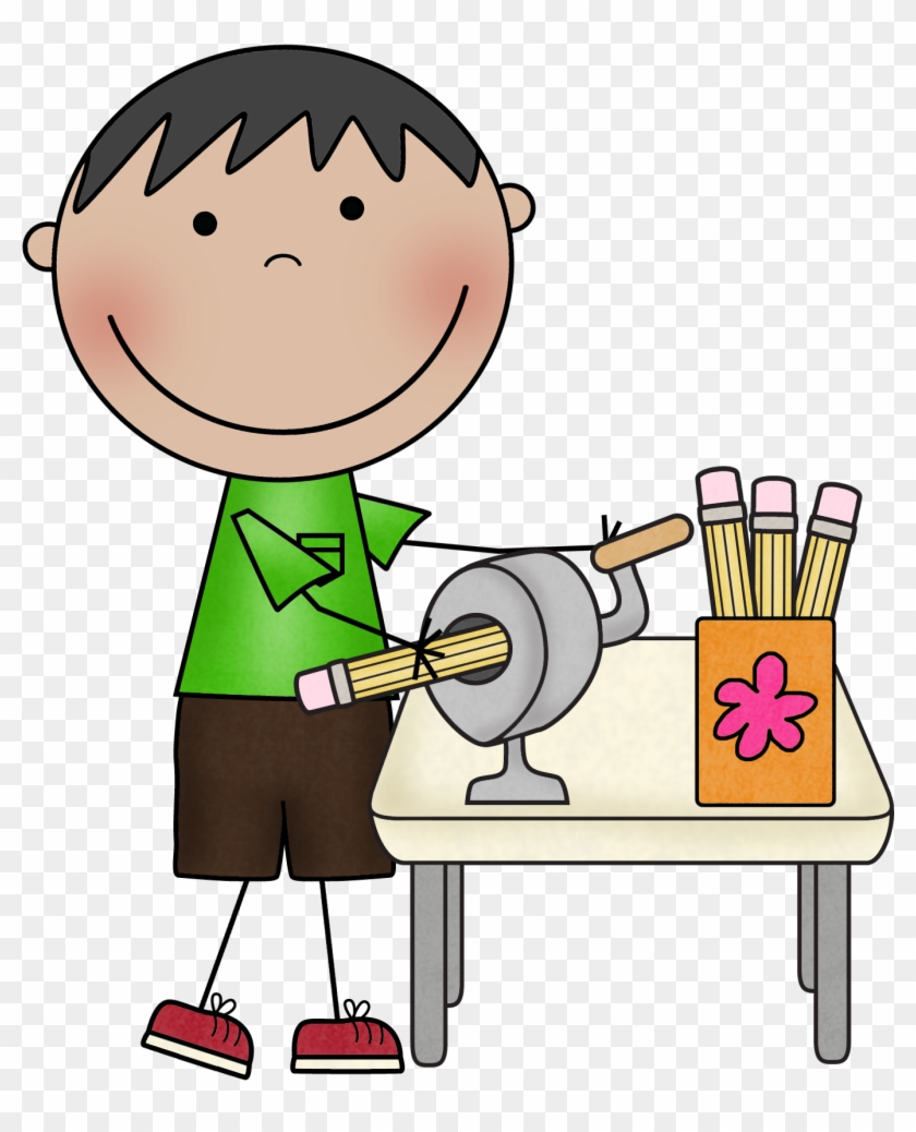 Teacher Helper Clipart - Student Sharpening Pencil Clipart #17770