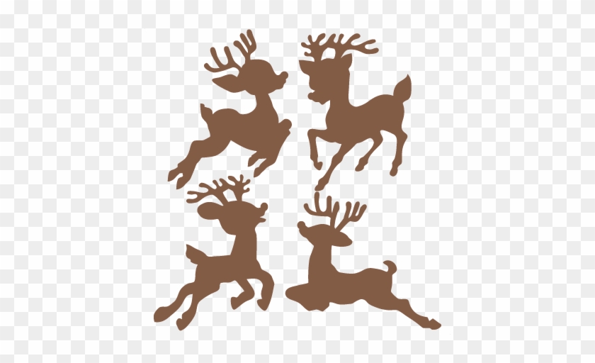 Christmas Reindeer Set Svg Scrapbook Cut File Cute - Reindeer Clipart Silhouette #17990