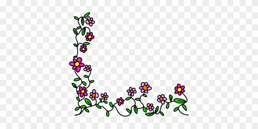 Flowers Doodle Whimsical Cartoon Border Fr - Flowers Frame Cartoon Png #18012