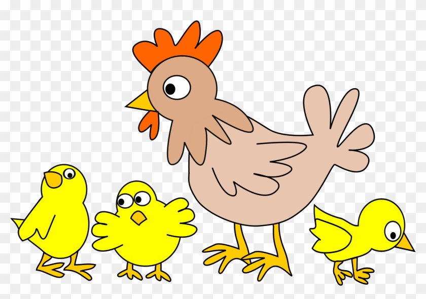 Hen With Three Chicken - Hen And Chicks Cartoon #18049