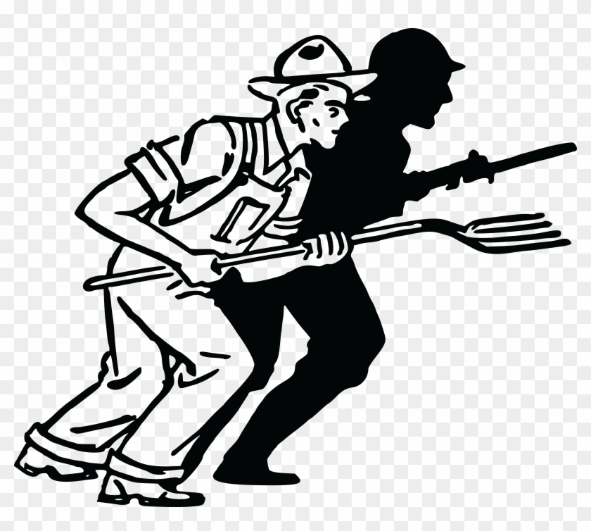 Free Clipart Of A Silhouetted Soldier And Farmer - Farmer Soldier #77389