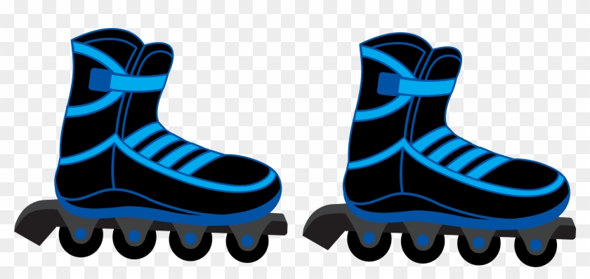 Cool Blue And Black Rollerblades - Clip Art Roller Blades #77723