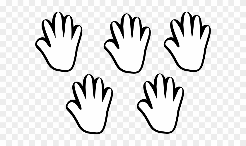 Child Handprint Black/white 5 Clip Art - 5 Objects Black And White #78097