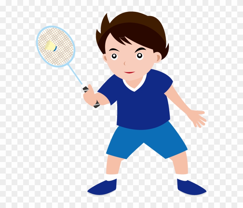 Badminton Sport Racket Shuttlecock Clip Art - Playing Badminton Clipart Boy #78267