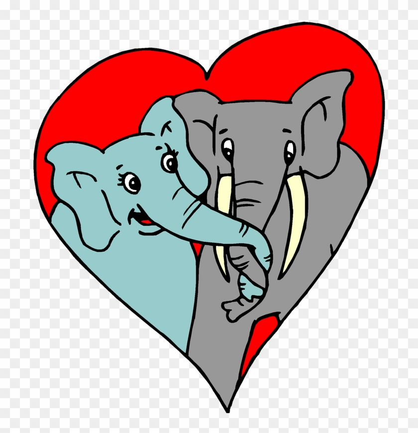 Valentine's Day Free Clip Art - Elephants In Love Cartoon #78579