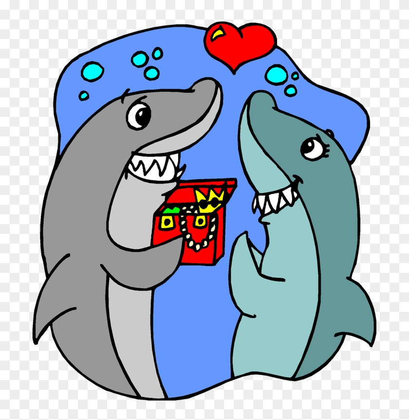 Valentine's Day Free Clip Art - Dibujos De Tiburones Enamorados #78682