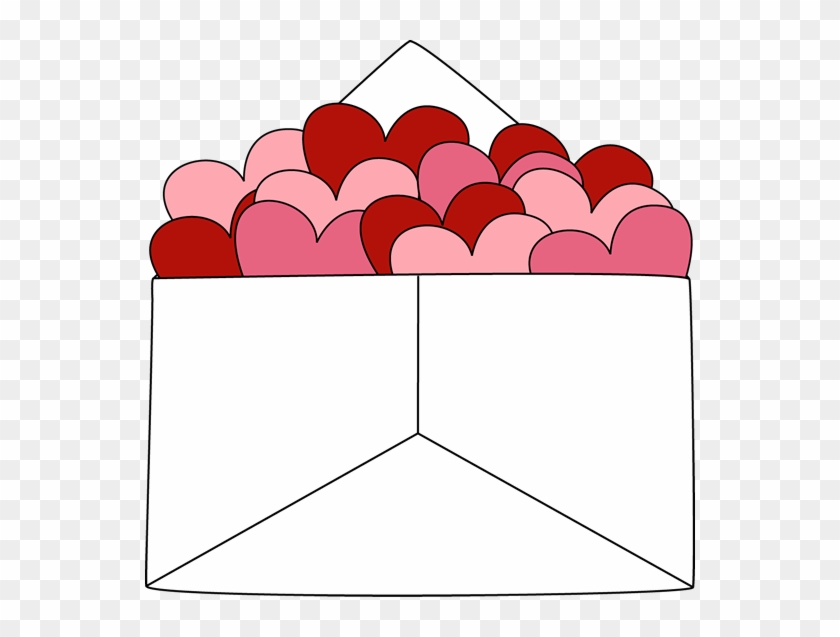 Envelope Of Valentine Hearts Clip Art - Envelope And Hearts Clipart #78889