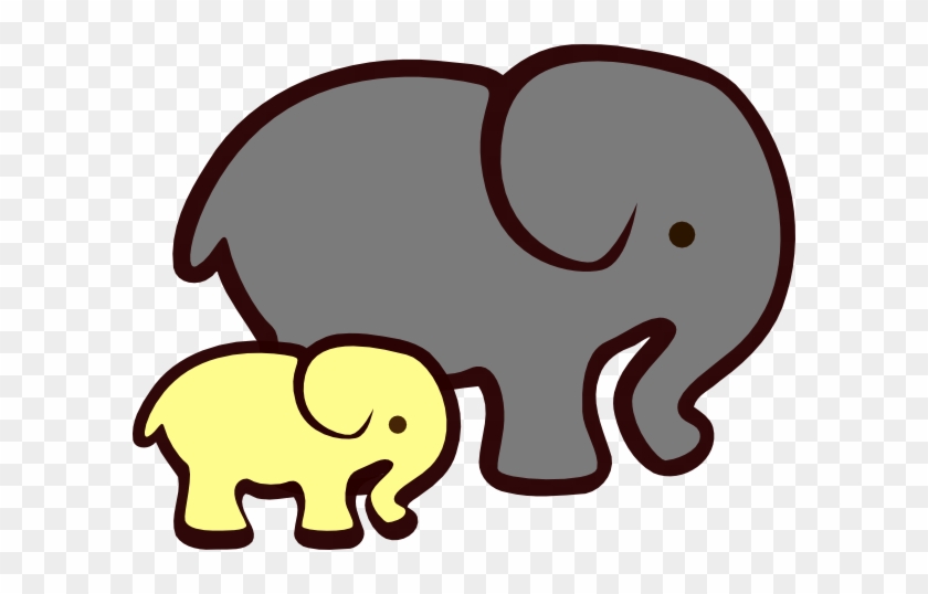 Yellow Elephant Mom Amp Baby Clip Art - Yellow And Grey Elephants #79150