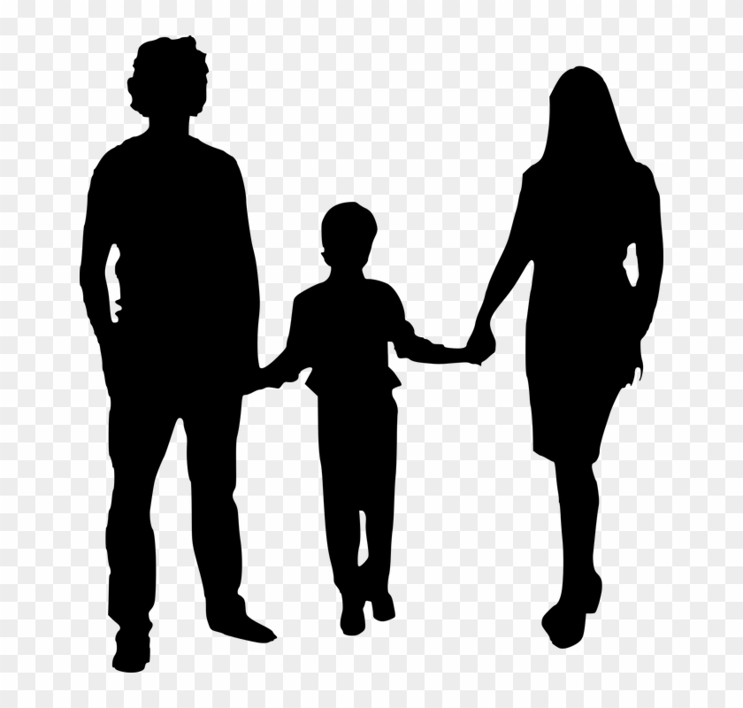 Silhouette, Mother, Father, Isolated - Black And White Mother And Father Clipart #79348