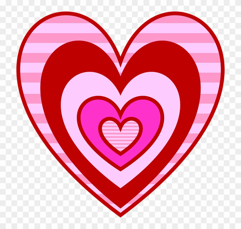 Valentine Hearts Love Pink Red Magenta Stripes - Heart #79795
