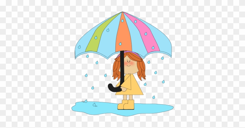 Girl Playing In The Rain Clip Art - Rain Clipart #80085
