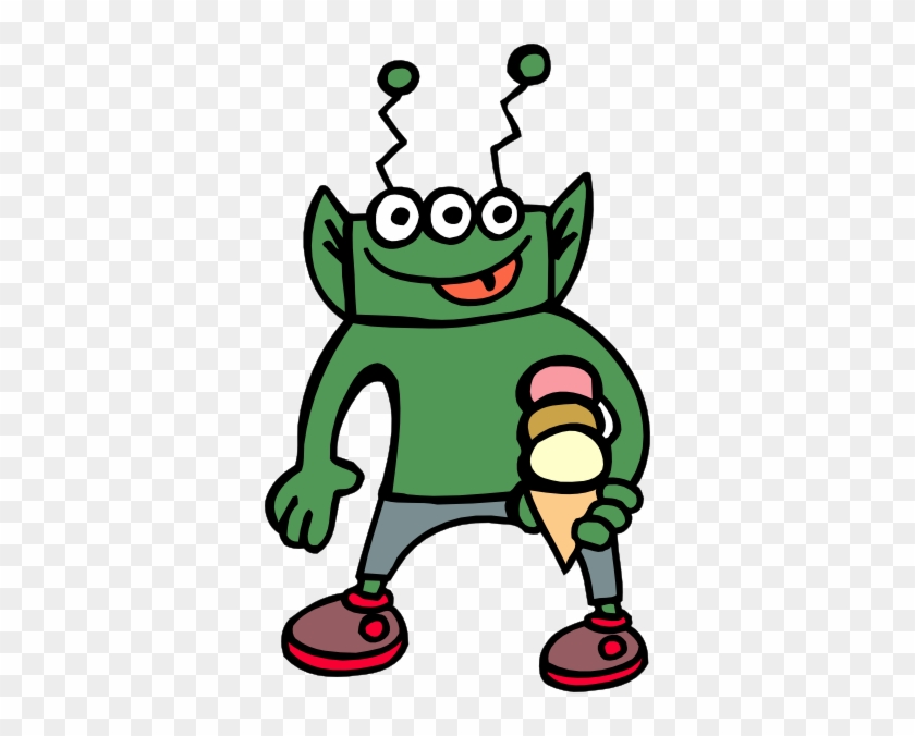 Alien Clipart Funny Alien - Alien Eating Ice Cream #80127