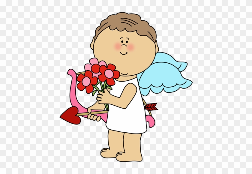 Valentine's Day Cupid With Flowers - Valentine's Day Cute Cupid #80425