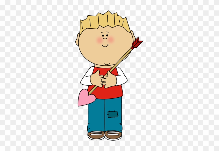 Boy Holding A Valentine's Day Arrow - Valentines Day Kid Clipart #80444