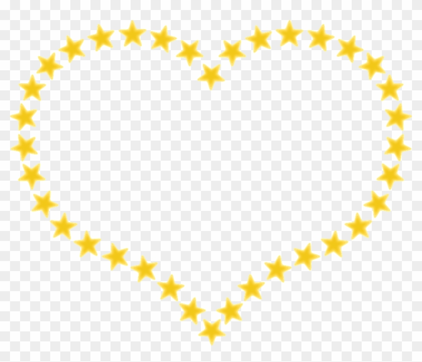 Heart Stars Border Outline Yellow Design Element - Star In Heart Shape #81488