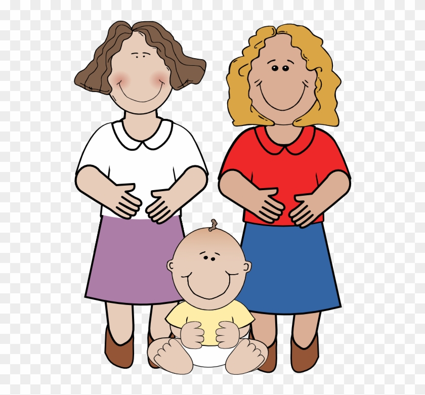 Gay Family With Two Lesbian Moms And A Baby - Two Mom Family Clipart #81722