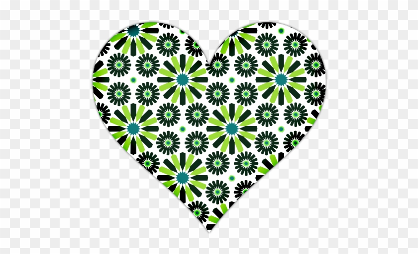 White Heart With Green Flowers Icon, Png Clipart Image - Green And White Heart #83464