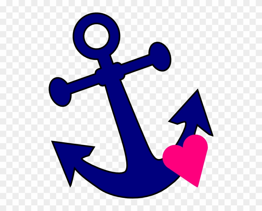 Anchor With Heart Clipart - Pink Nautical Clip Art #83537