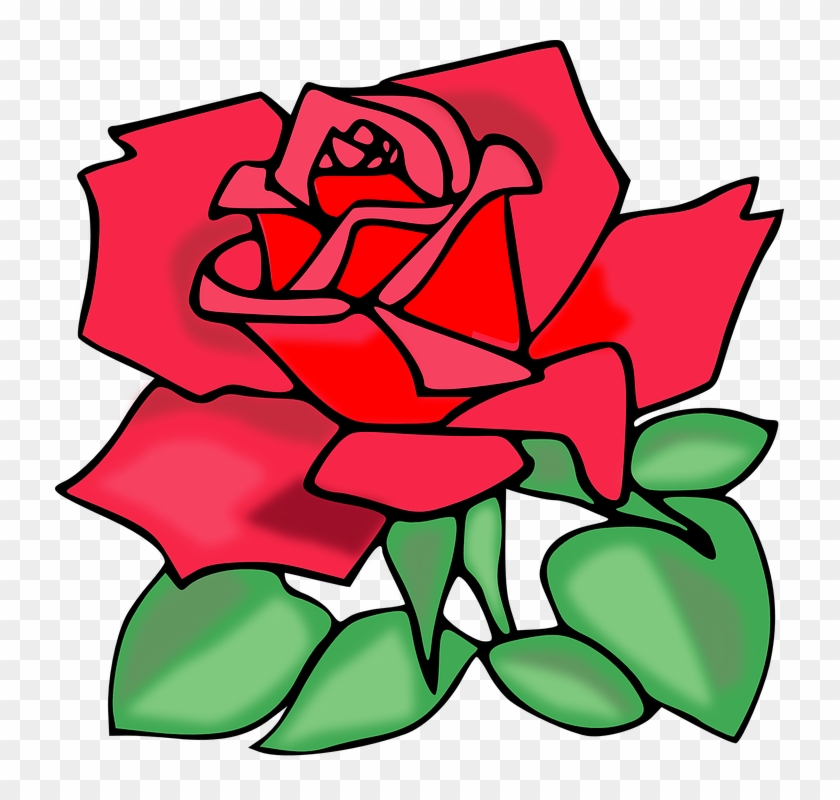 Rose Flower Red Valentine Love Blossom Leaves - Rose Transparent Clip Art #83566