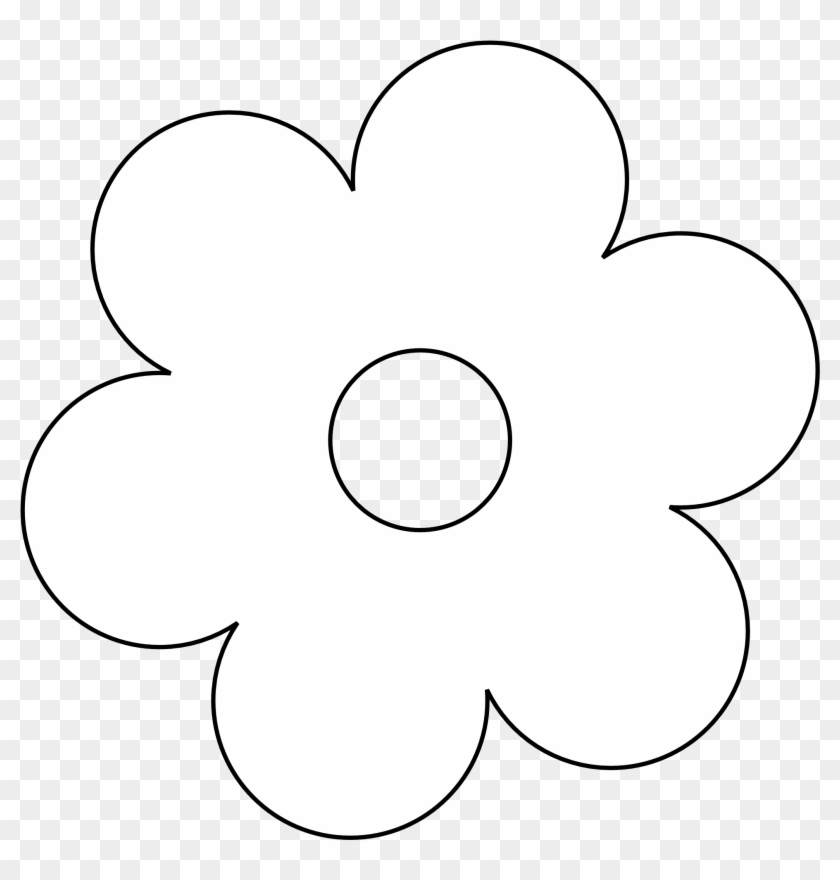 Retro Flower 6 Black White Line Art Twitter Valentine - Flower Black And White #84658