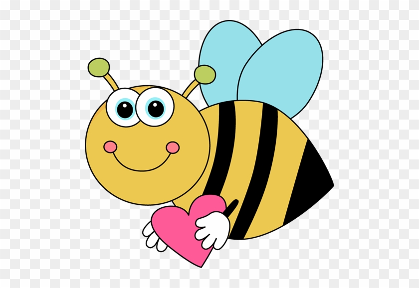 Flying Cartoon Valentine Bee With Heart Clip Art - Cartoon Bird And Bee #84690