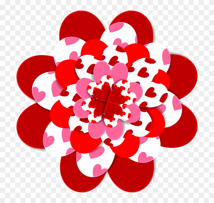 Valentine Heart Shape Flower Love Pink Red - Flower In Love Shape #85528