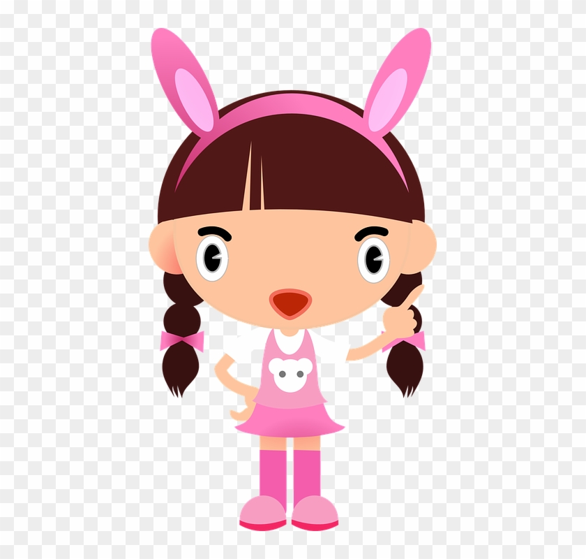 Child, Kid, Bunny, Easter - Cute Cartoon Girls #460956