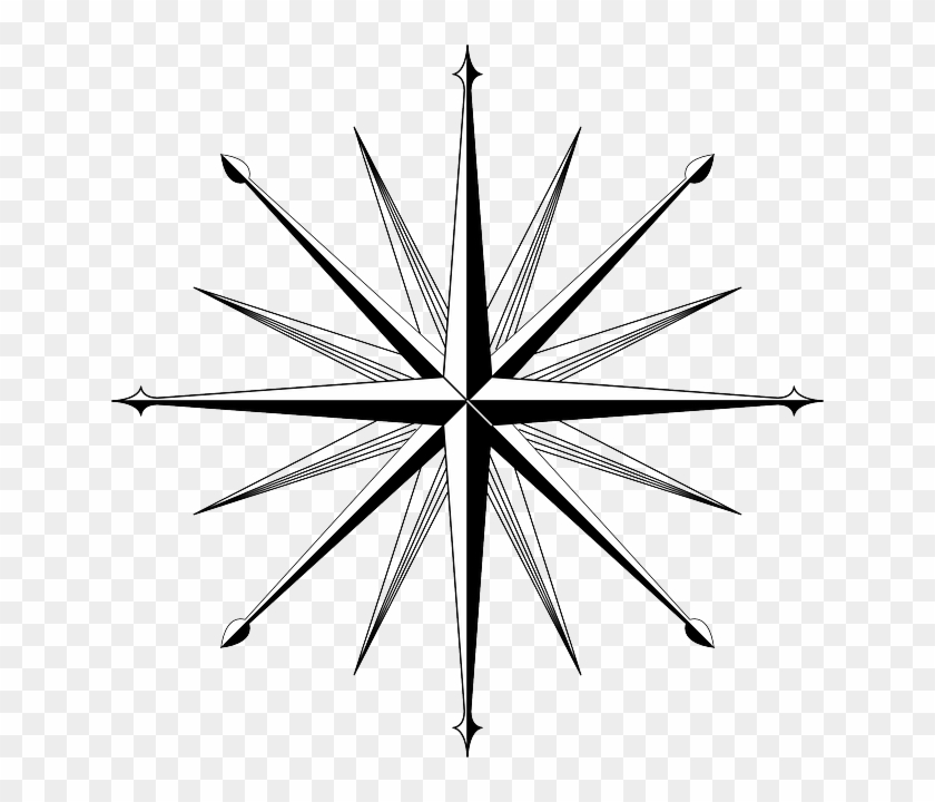 Star Old, Gray, Black, Celtic, Tribal, Outline, Symbol, - Blank 16 Point Compass Rose #461609
