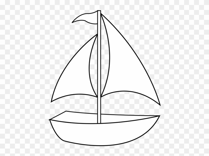Colorable Sailboat Line Art - Boat Clipart Black And White #461801
