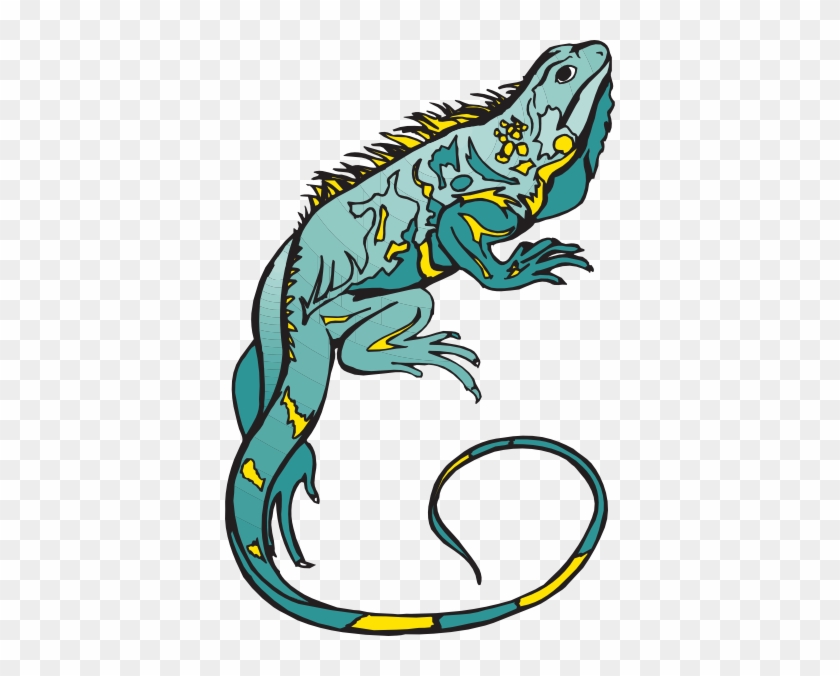 Blue And Yellow Chameleon Clip Art At Clker - Bunglon Vector Png #462379