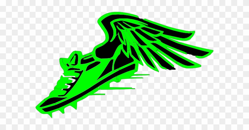 Winged Foot, Green And Black Clip Art - Track Shoe With Wings Green #463154