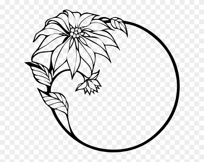 Outline Black, Wreath, Holly, Corner, Tribal, Simple, - Flower Line Art Vector #463269