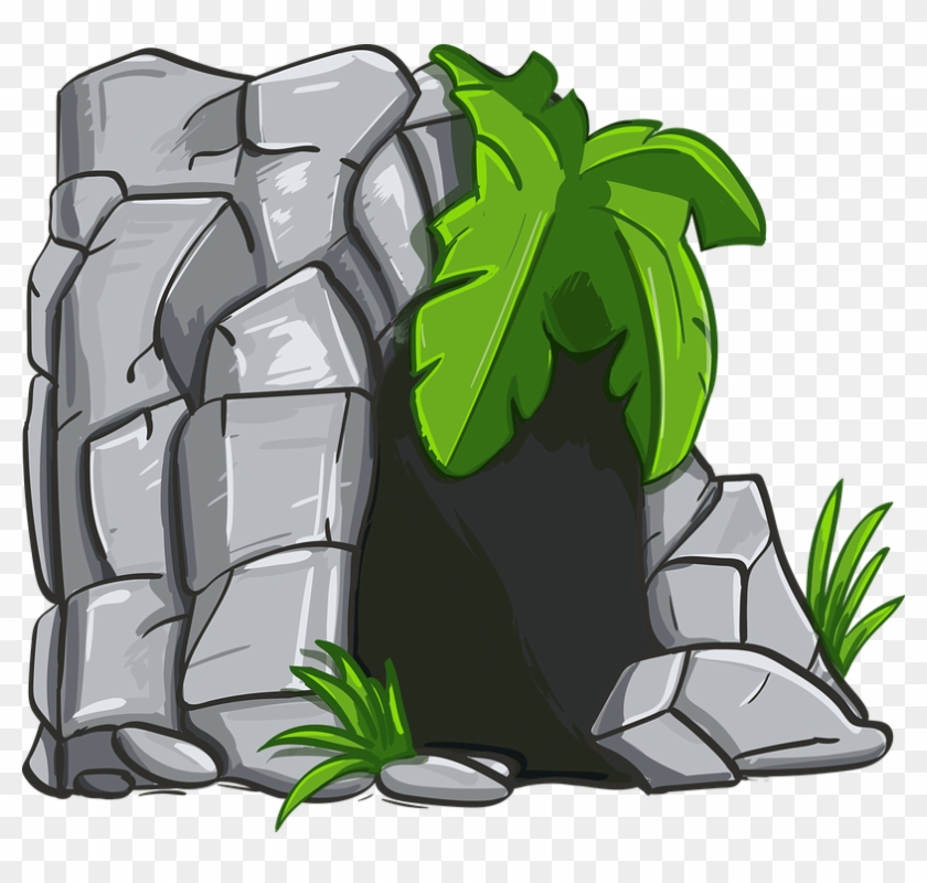 Cave, Stone, Rock, Fern, Paleozoic Era, Entrance - Cave Cartoon #463378