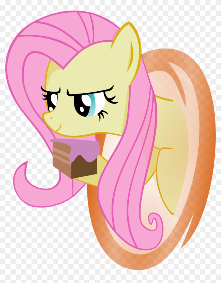 Fluttershy Has A Piece Of Cake - Cake Is A Lie Mlp #463423