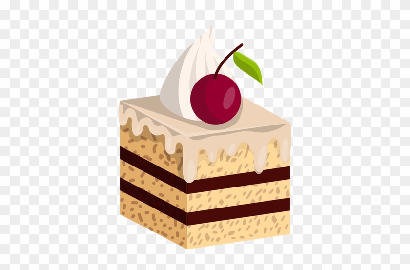 Vanilla Cake Slice With Cherry Transparent Png - Fatia De Pessego Desenho Png #463438