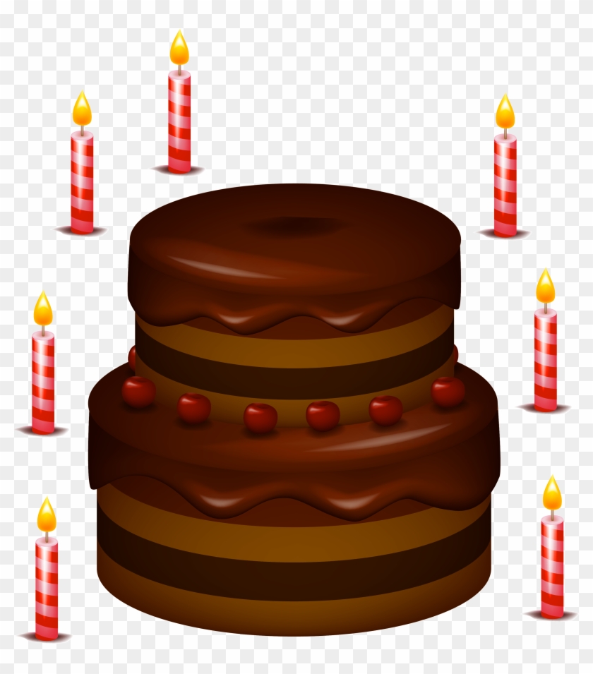 Chocolate Cake With Candles Png Clipart - Birthday Cake No Candles #463465