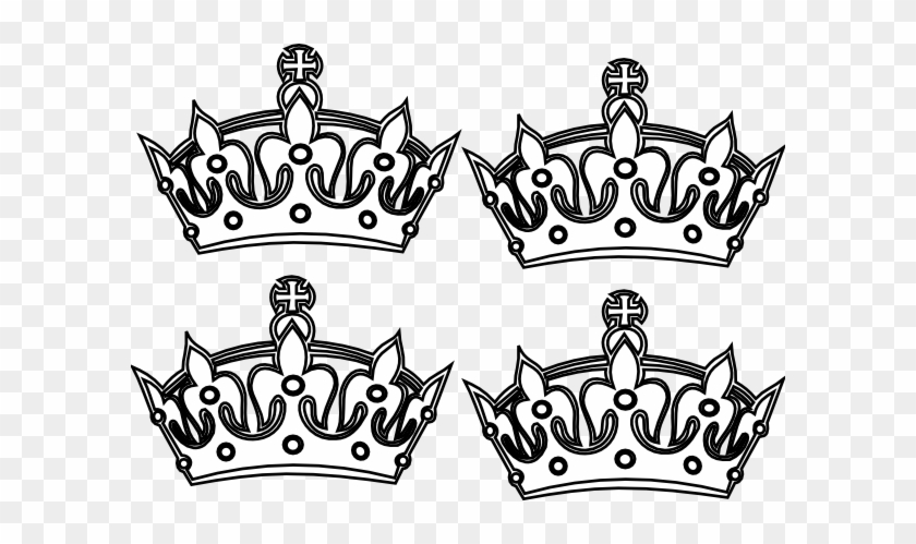 Four Coloring Book Crowns Clip Art - Coloring Book Crowns #463607