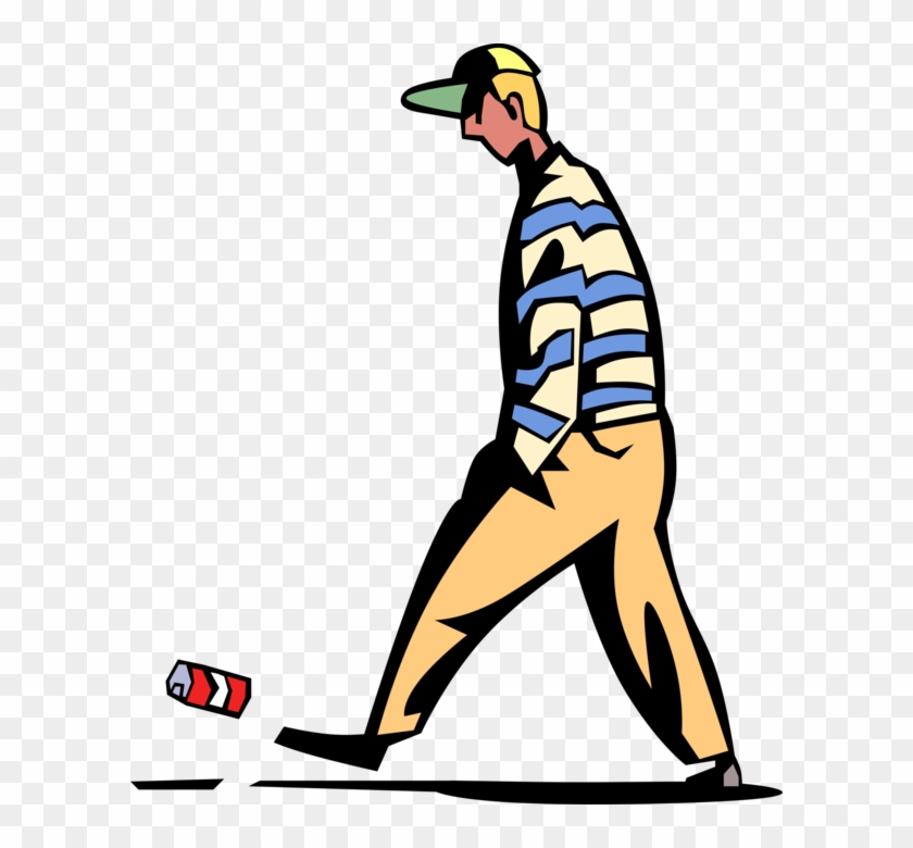 Vector Illustration Of Apathetic Bored Teenager Kicks - Persona Pateando Una Lata #463882