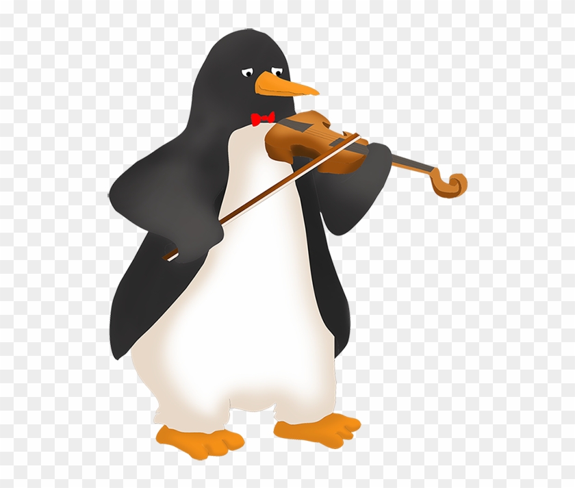 Cartoon Penutin Playing The Fiddle - Animal Playing Violin Clipart #463936