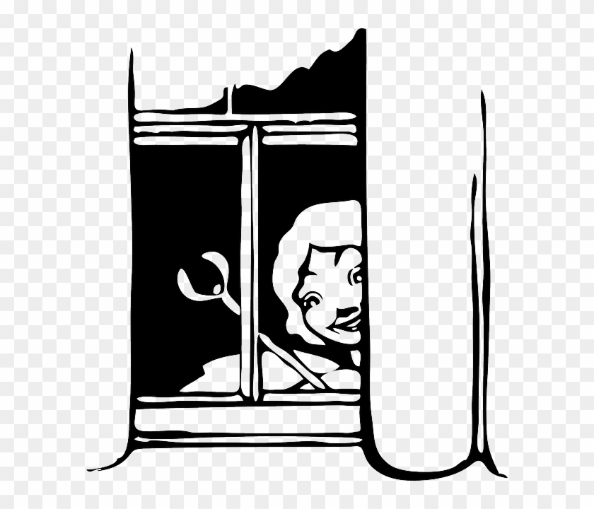 Peek Black, Girl, White, Window, Fairy, Peeking, Peek - Peeking In Window Cartoon #464306