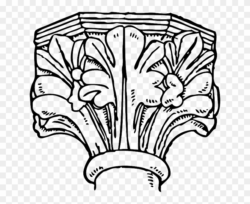 Gothic Black, Decorated, Outline, White, Capital, Gothic - Architecture Clip Art #464412