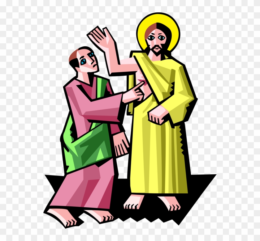 Vector Illustration Of Jesus Christ With Doubting Thomas - Vector Illustration Of Jesus Christ With Doubting Thomas #464811